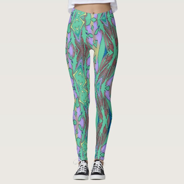 A colourful abstract patten "Ratti_Creative_Arts" Leggings (Front)