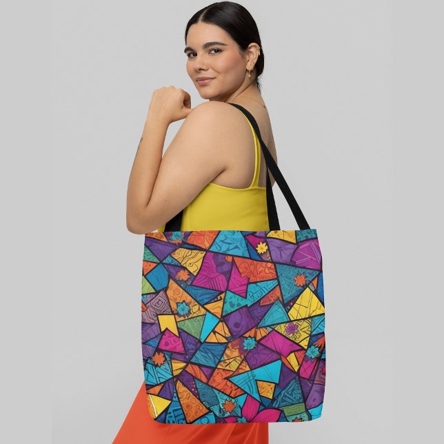 A colourful abstract pattern composed geometric  tote bag (Creator Uploaded)