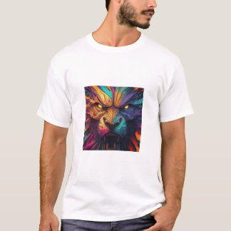 A Colourful and abstract wolf's design T-shirt 