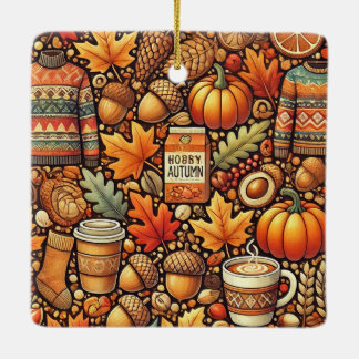 A colourful and pretty fall expression ceramic ornament