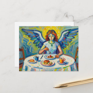 A Colourful Angel at Breakfast Postcard