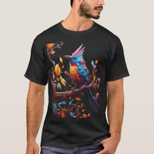 A colourful bird a tree branch. Vector art T-Shirt