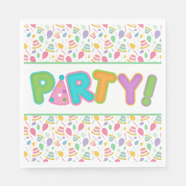 A Colourful Birthday Party  Napkin (Front)