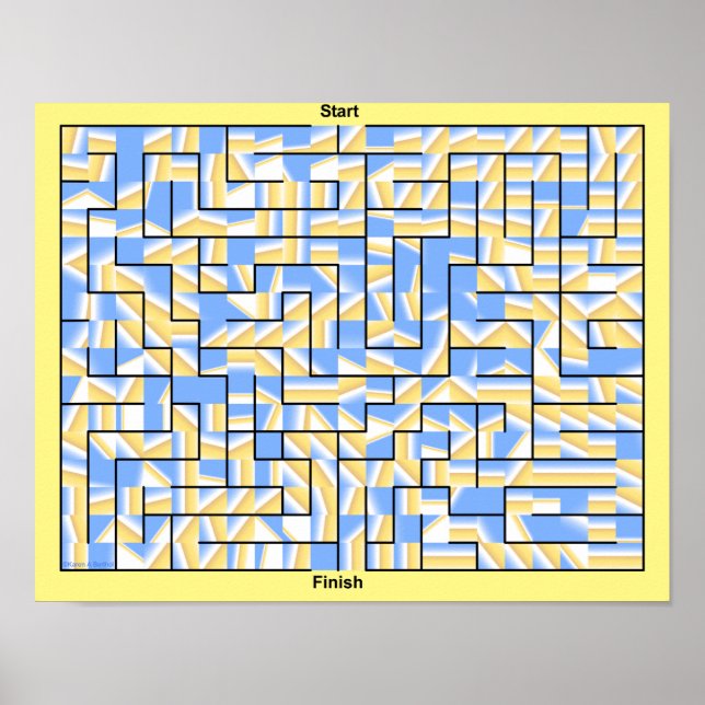 A colourful blue and yellow maze. poster (Front)