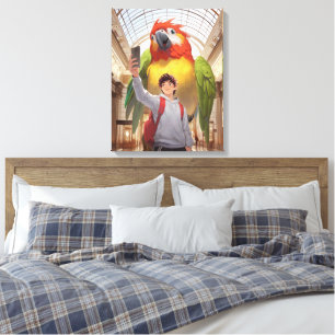 A Colourful Encounter – Giant Parrot at the Museum Canvas Print