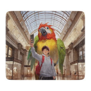 A Colourful Encounter – Giant Parrot at the Museum Cutting Board
