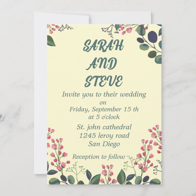 A colourful floral  invitation (Front)