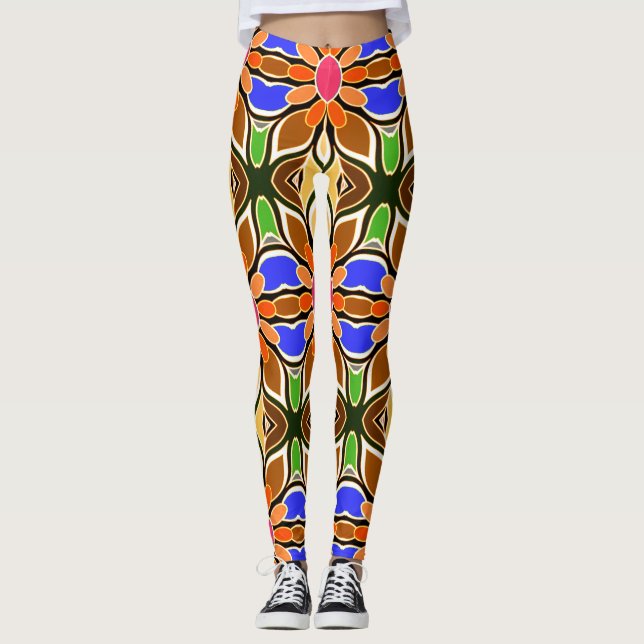 A colourful floral pattern "Ratti_Creative_Arts"  Leggings (Front)