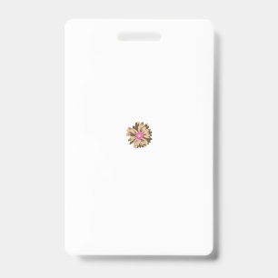 A colourful flower illustration featuring a unique ID badge