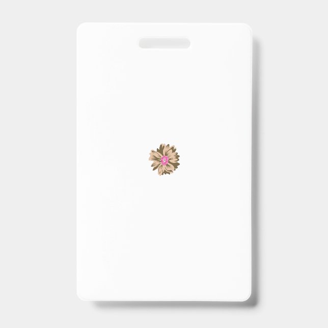 A colourful flower illustration featuring a unique ID badge (Front)