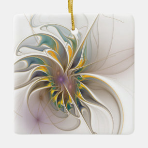 A colourful fractal ornament. Abstract Flower art Ceramic Ornament