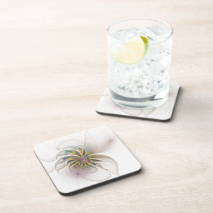 A colourful fractal ornament. Abstract Flower art Coaster