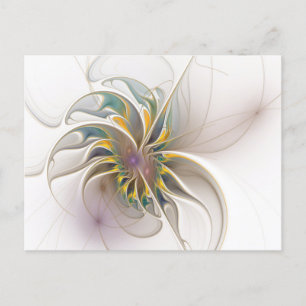 A colourful fractal ornament. Abstract Flower art Holiday Postcard