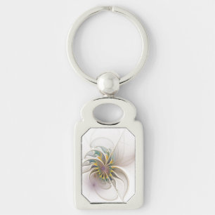 A colourful fractal ornament. Abstract Flower art Key Ring