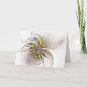 A colourful fractal ornament. Abstract Flower art Note Card