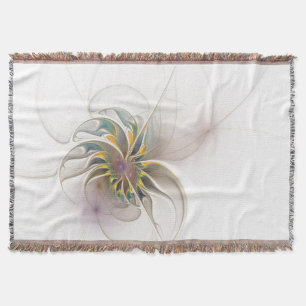 A colourful fractal ornament. Abstract Flower art Throw Blanket