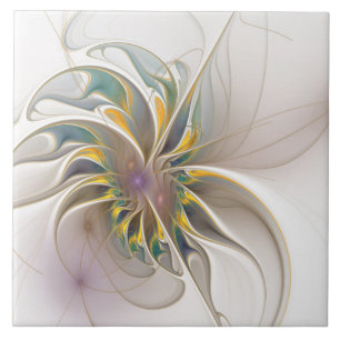 A colourful fractal ornament. Abstract Flower art Tile