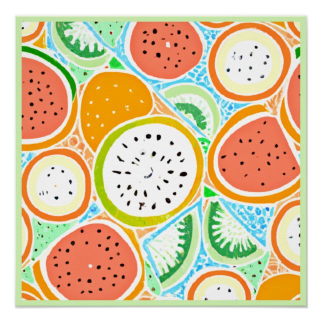 A Colourful Fruity Fun Patterns Art     Poster (Front)