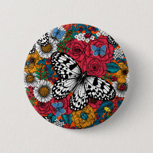 A colourful garden 6 cm round badge