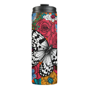 A colourful garden thermal tumbler