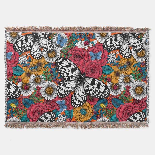 A colourful garden throw blanket (Front)