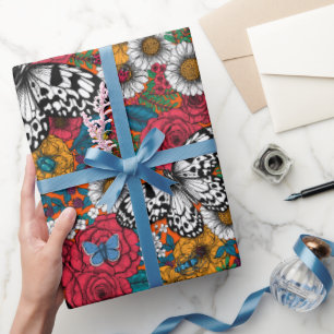 A colourful garden wrapping paper