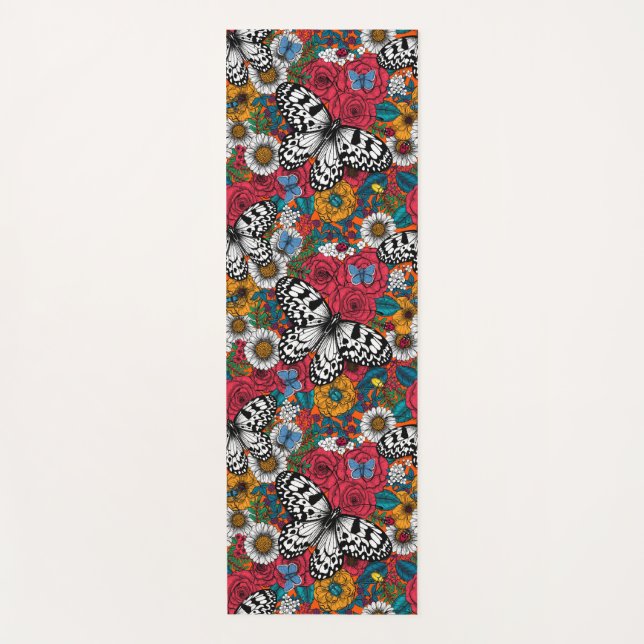 A colourful garden yoga mat (Front)