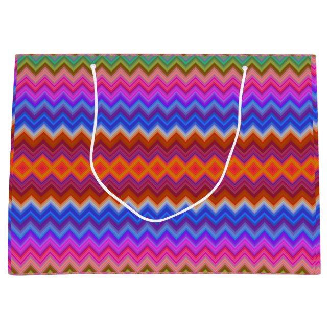 A colourful gift bag with a zigzag pattern (Front)