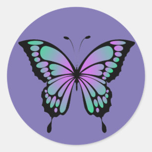 A colourful green and purple butterfly sticker