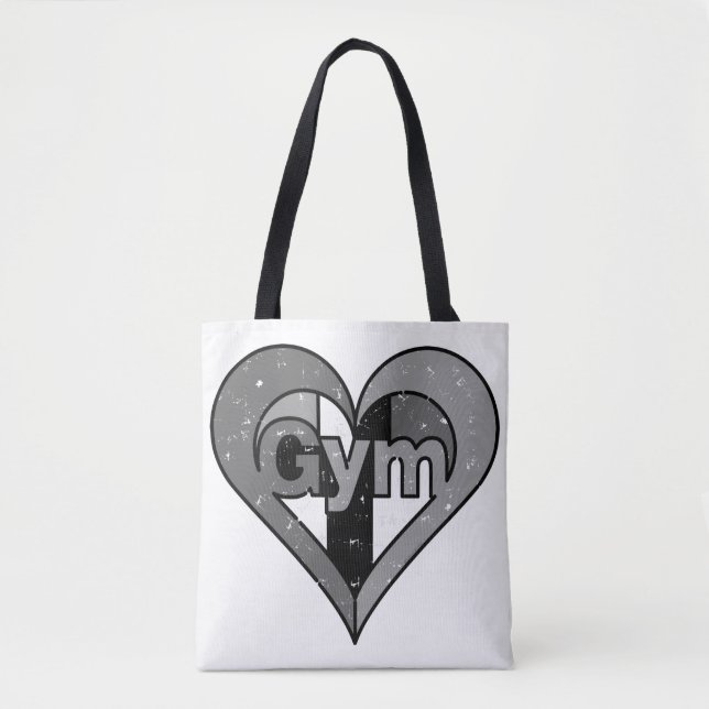 A colourful heart with the word Gym inside is a un Tote Bag (Front)
