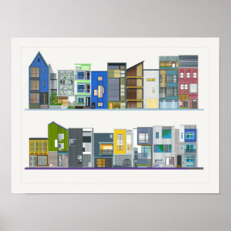 A Colourful Modern Contemporary Design Row Houses Poster