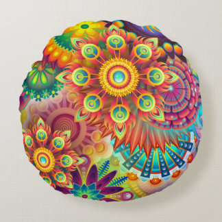 A colourful pilow suits all the colours  round cushion