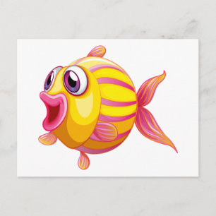 A colourful pouty fish postcard