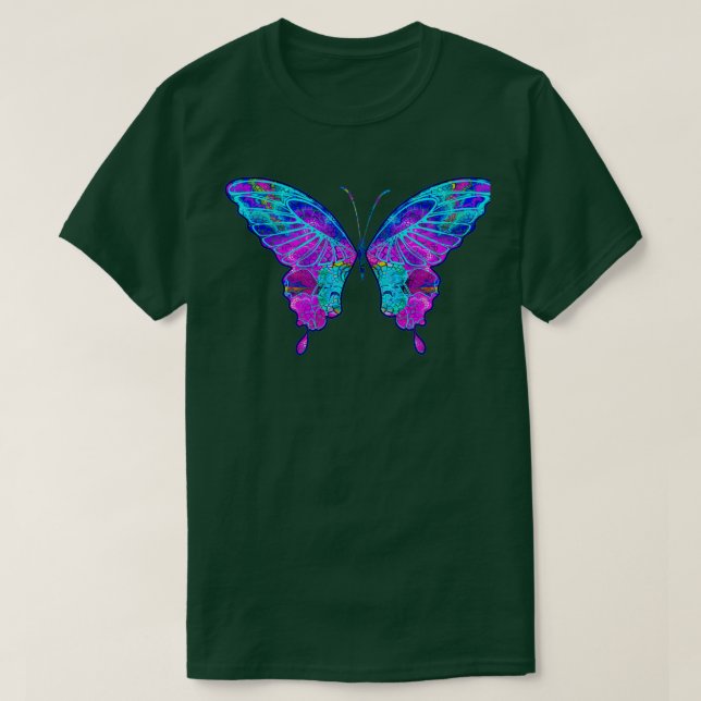 A Colourful Psychedelic Fractal Butterfly Art T-Shirt (Design Front)