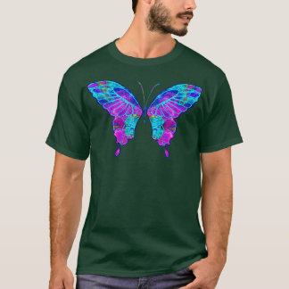 A Colourful Psychedelic Fractal Butterfly Art T-Shirt