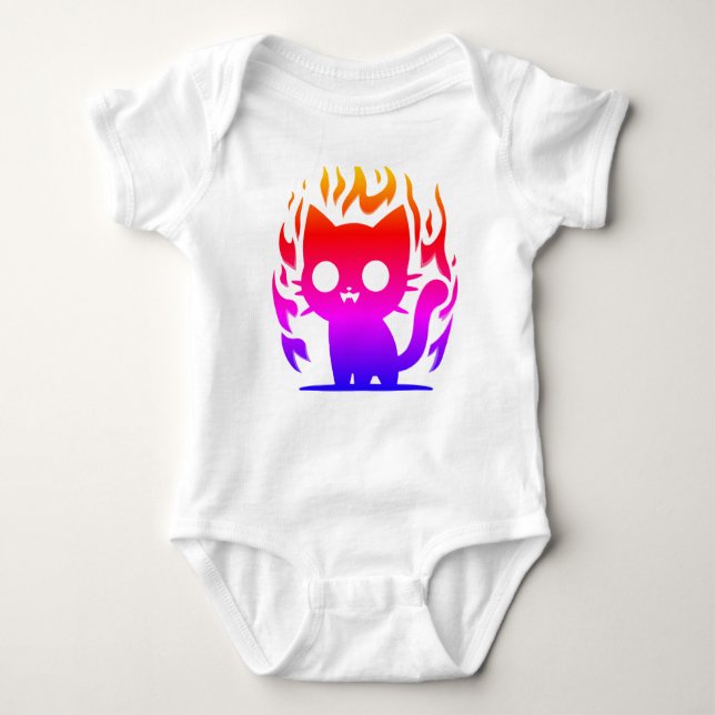 a colourful silhouette cat meme baby bodysuit (Front)