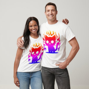 a colourful silhouette cat meme T-Shirt
