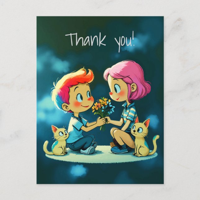 A Colourful Thank You Postcard (Front)