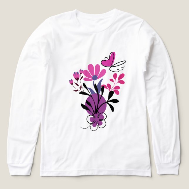 A Colourful Trendy Flower Design Tri-Blend Shirt (Design Front)