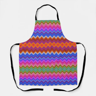 A colourful zigzag-patterned apron with vibrant 