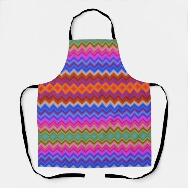 A colourful zigzag-patterned apron with vibrant  (Front)