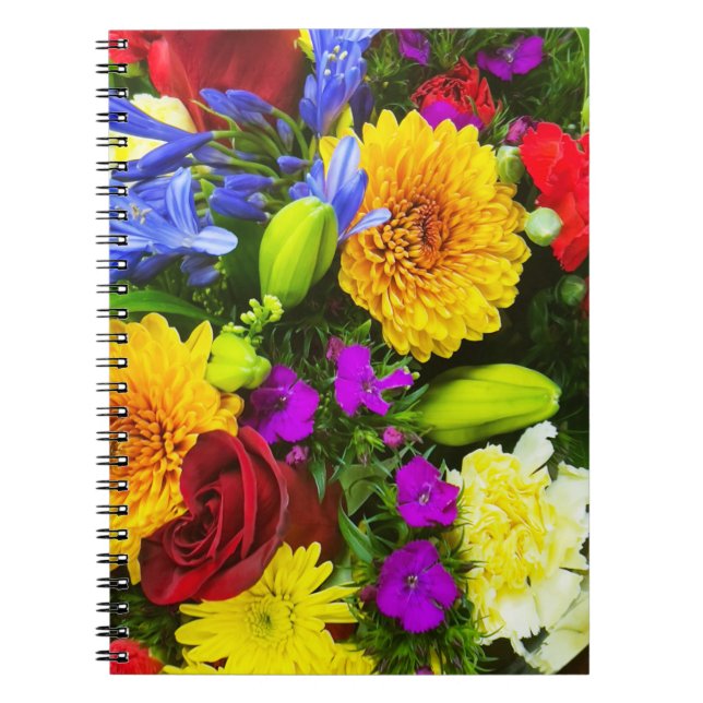 A colourfully floral designed notebook (Front)