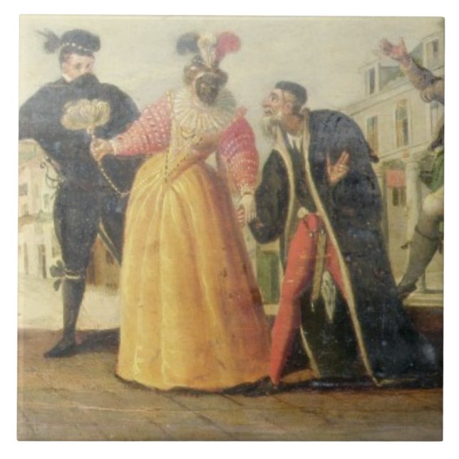 A Commedia Dell'Arte Troupe Before a Renaissance T Tile (Front)