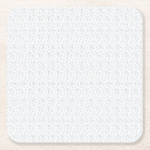 A completely white, featureless surface fills the square paper coaster