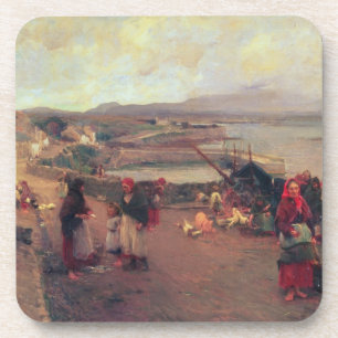A Connemara Village - The Way To The Harbour, 1898 Coaster