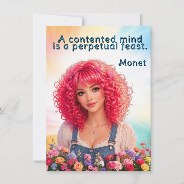 A contented mind is perpetual feast Monet Quote Card (Front)