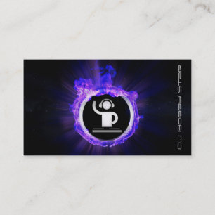 A cool blue flame DJ and producer business card