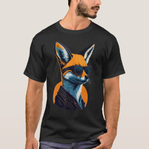 A Cool Canine in Shades Retro Graphic  Cute Fennec T-Shirt