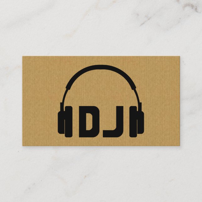 A cool cardboard DJ headphone icon business card (Front)