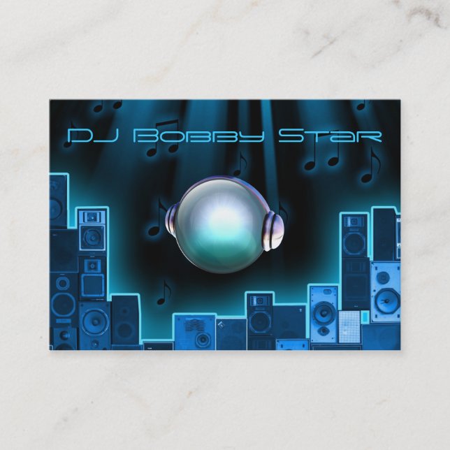 A cool DJ blue laser business card with 3D logo. (Front)